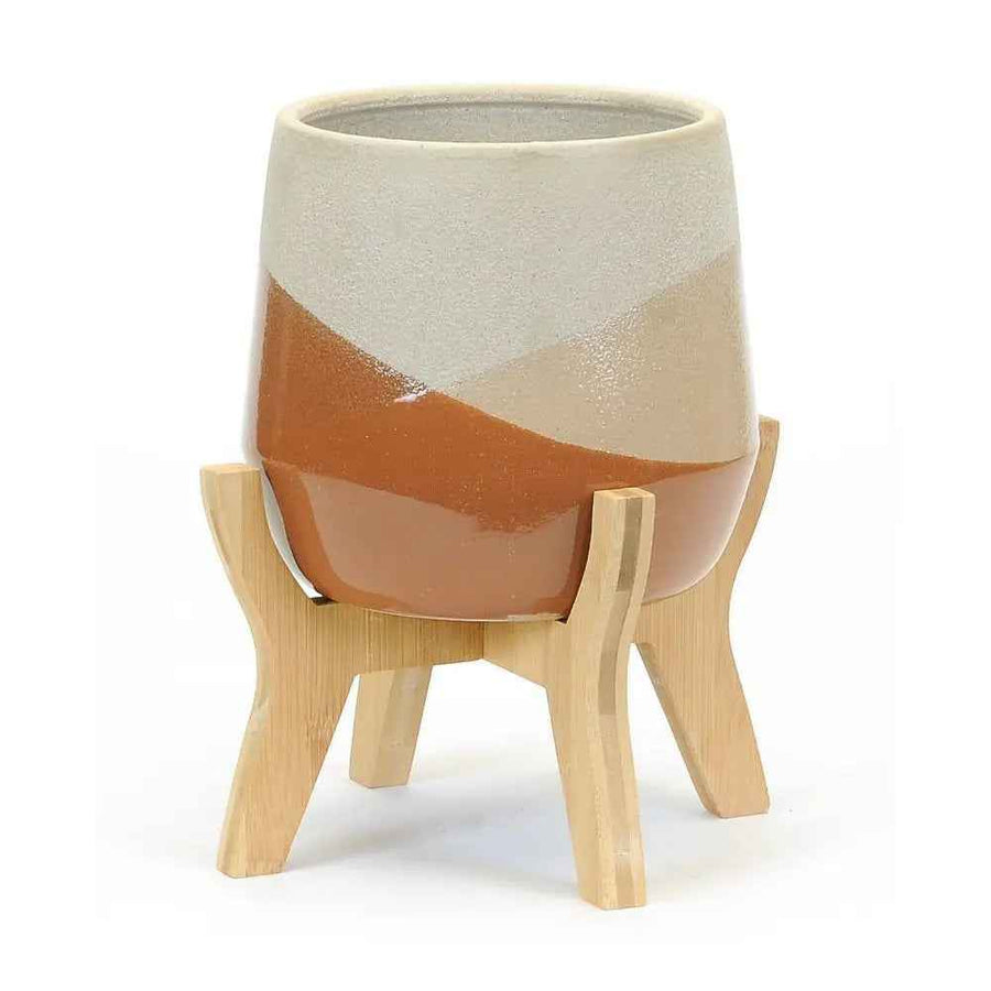Bacon Basketware SandStone Pot and stand