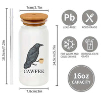Caw-Caw Caffeinator: Whimsical Crow Glass Sipper