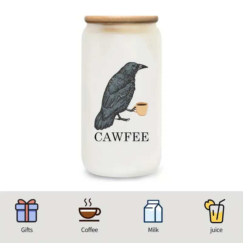 Caw-Caw Caffeinator: Whimsical Crow Glass Sipper