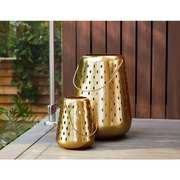 Large Metal Perforated Lantern with Gold Finish 18.50-inch