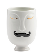 Chic Moustache Man Ceramic Face Vase