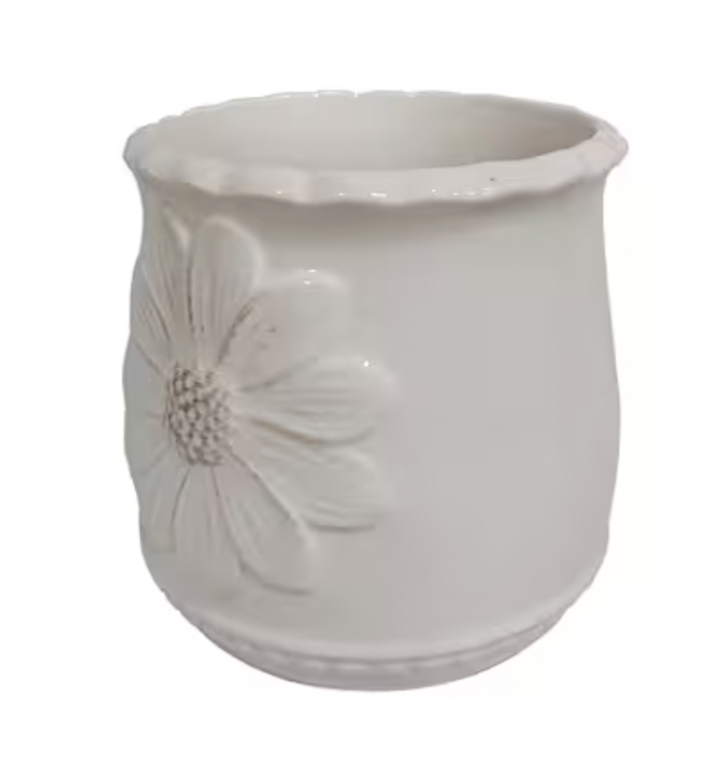 5" White Ceramic Sunflower Vase