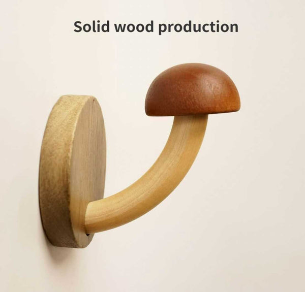 Wood Wall Hooks Mushroom Design - Set of 2
