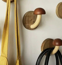 Wood Wall Hooks Mushroom Design - Set of 2