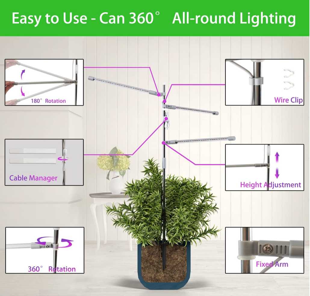 72 LED Height-Adjustable House Plant Light