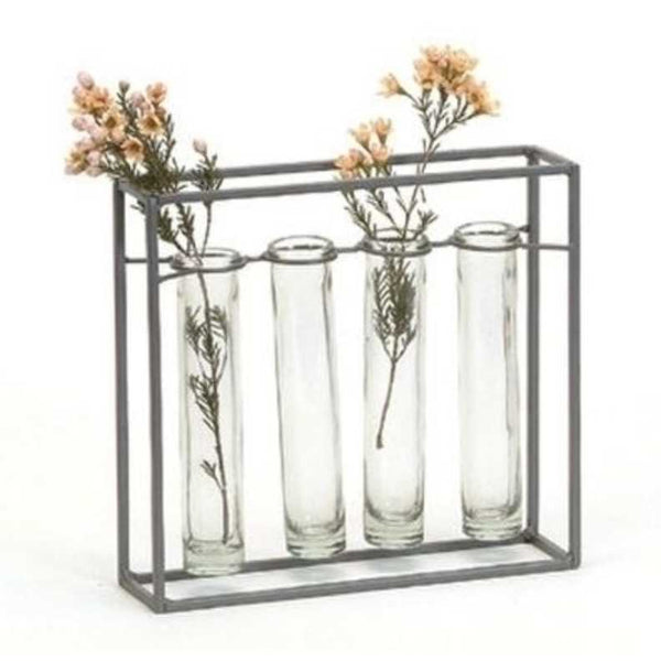 Metal Frame 4 Tube Vase