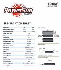 PowerSun E-Ballast Fan Cooled 1000W