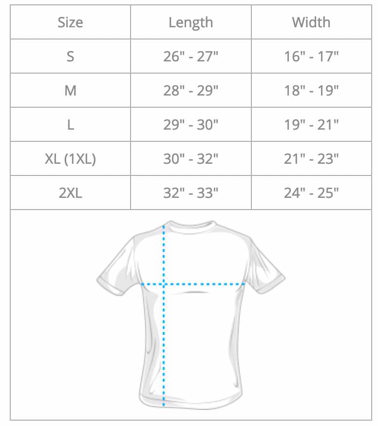 Smoke Everyday T-Shirt Size Chart